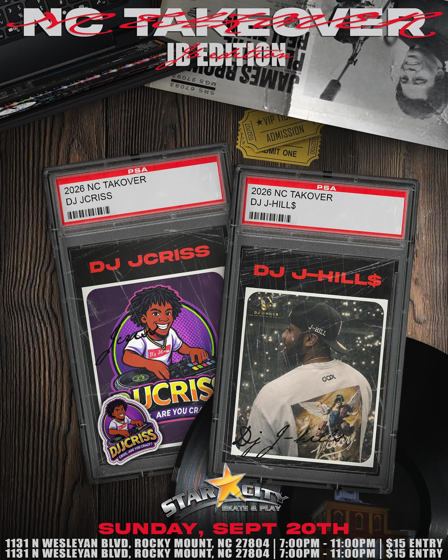 Cover artwork for NC Takeover — original DJ Edition flyer featuring DJ J-Hill$ and DJ Jcriss